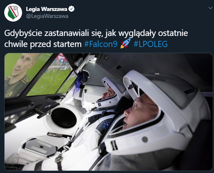 Legia Warszawa i start rakiety  Falcon 9... :D